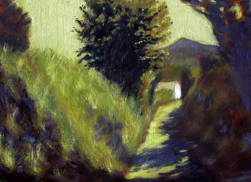 Lane Painting with a Small Cottage in Ireland
