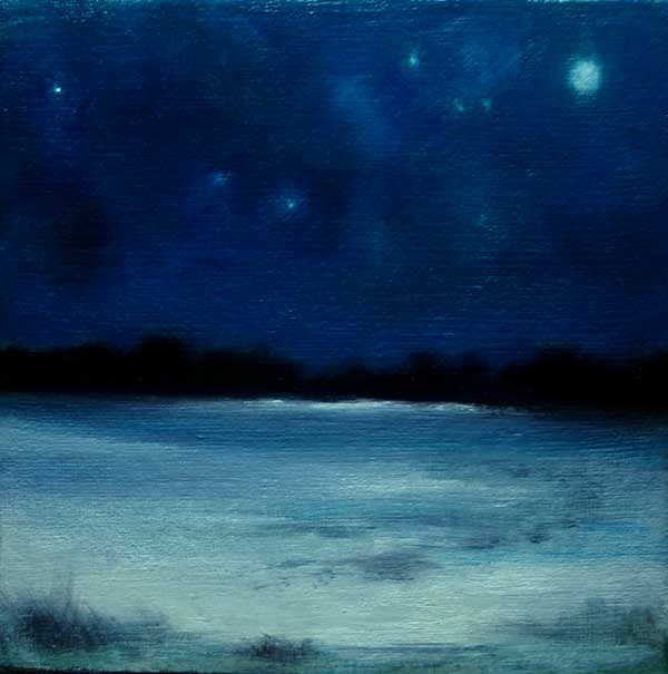 field with snow, Winter, Ireland, Moonlight