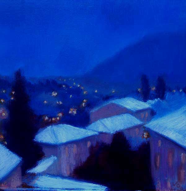 Provence, snow, night